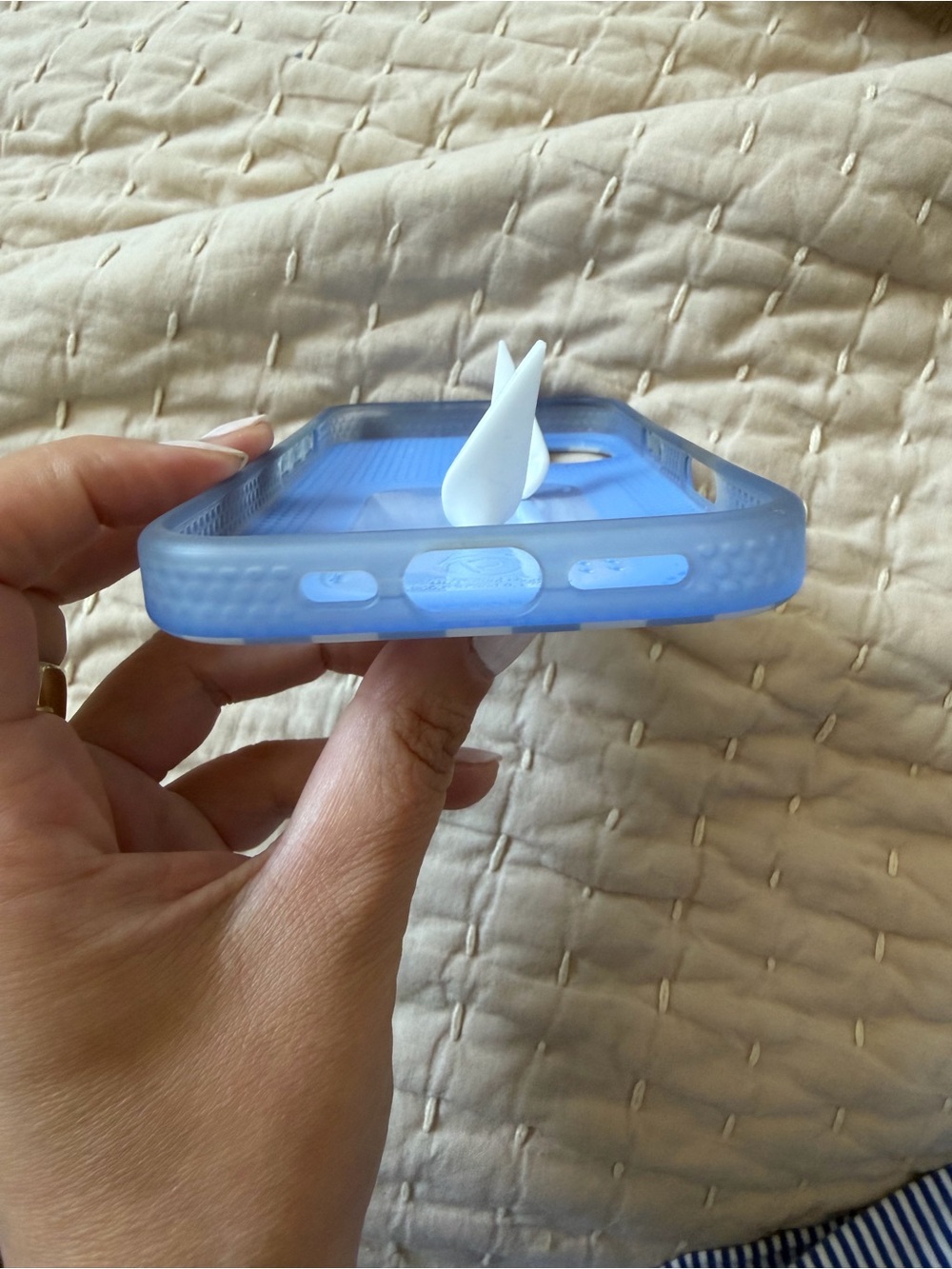 Loopy Case Light Blue & White Striped iPhone Case with Loop Grip - Picture 9 of 9
